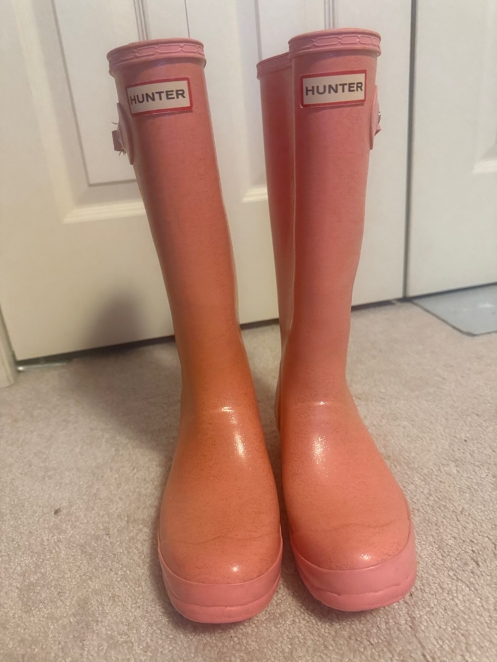 Hunter Orange Tall Rain Boots Kids Youth Fits Women’s 7–7.5 Waterproof